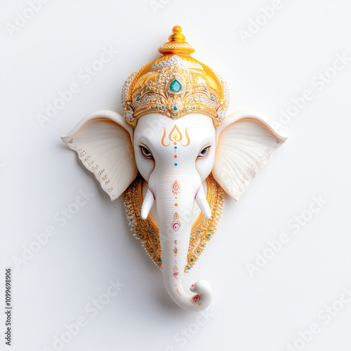 beautiful statue of lord ganesha on white background photo