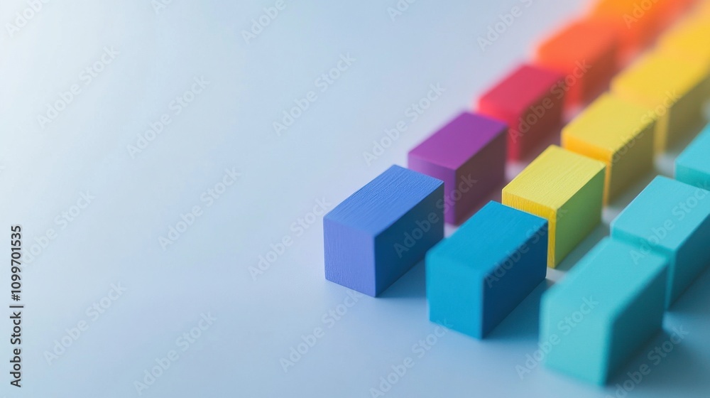 Obraz premium Abstract depiction of equity with a series of parallel, colored bars gradually leveling out in a minimalist setting, Photo of