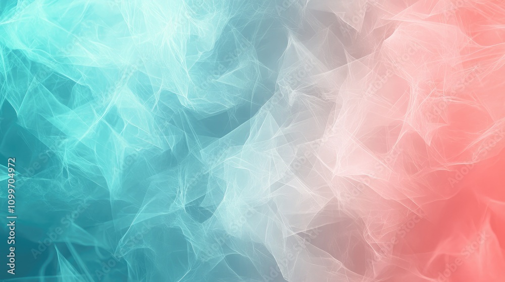 Fototapeta premium A soft-focus abstract background featuring blurred shapes and colors in shades of teal and coral, providing a dreamy and ethereal effect suitable for various artistic purposes