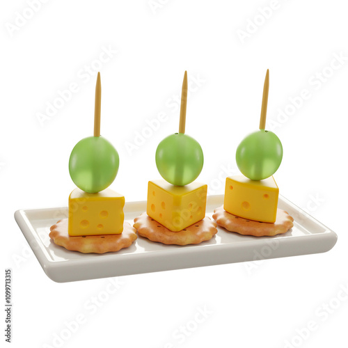 3d icon illustration of new year appetizers
