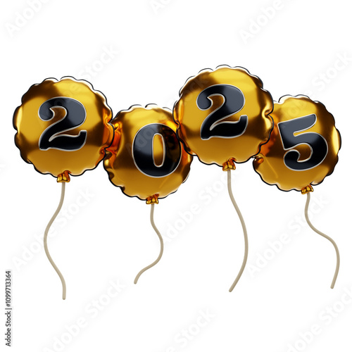 3d icon illustration of new year ballons
