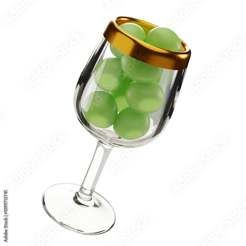 3d icon illustration of new year the 12 grapes tradition
