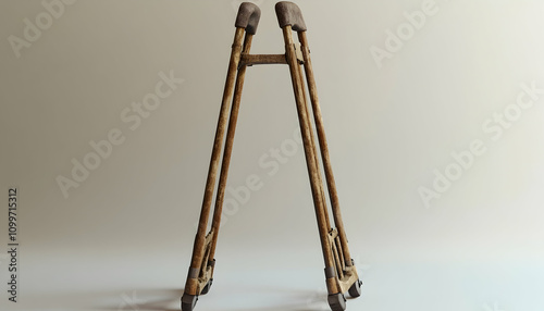 Realistic and sturdy 3D crutch standing upright photo