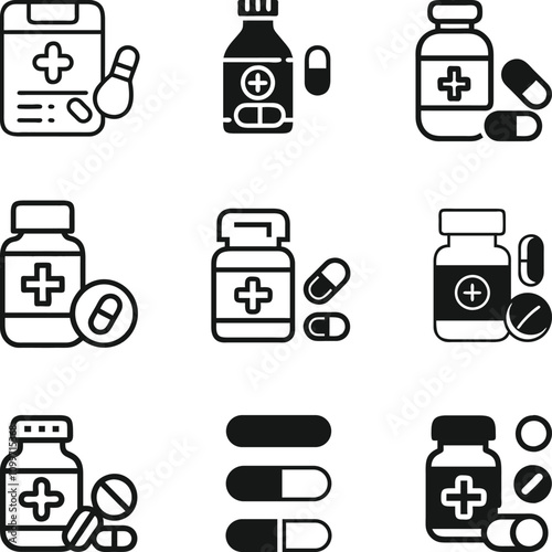 medicine icon vector silhouette Illustration