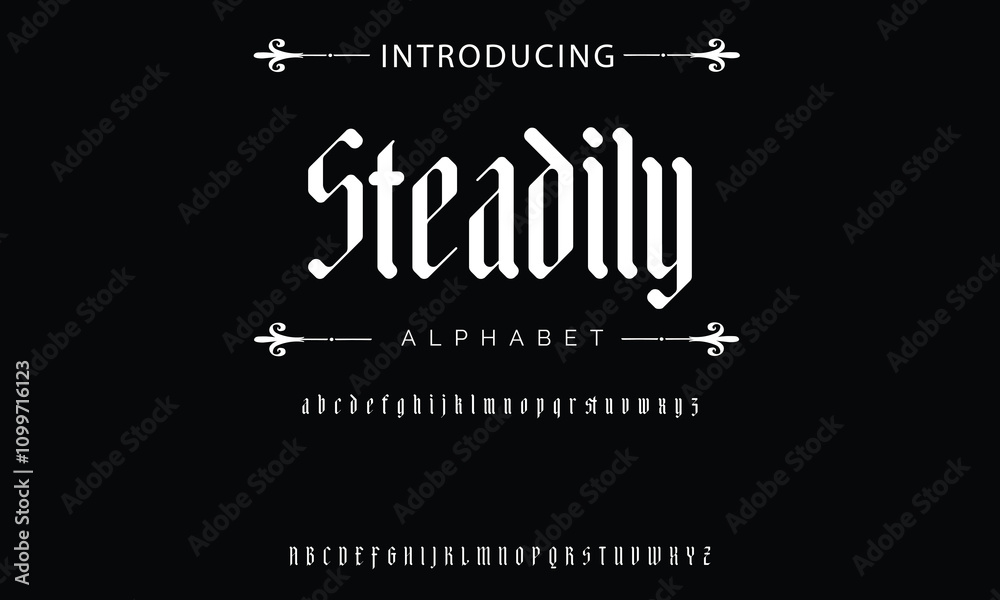 Obraz premium Vintage tattoo font. Font for the tattoo studio logos, alcohol branding, and many others in retro style.