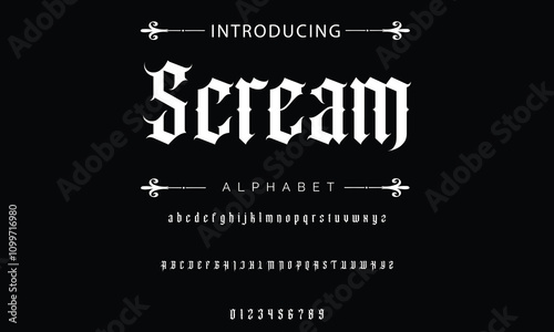 Trendy Old School tattoo vintage type font vector template. Traditional tattoo and rock style font. Tattoo Alphabet. Hipster style type font for tattoo studio and barbershop or pub design
