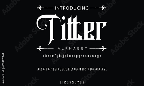 Trendy Old School tattoo vintage type font vector template. Traditional tattoo and rock style font. Tattoo Alphabet. Hipster style type font for tattoo studio and barbershop or pub design