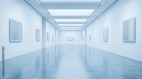 Wallpaper Mural An empty art gallery with white walls and a single painting on display, the space too vast and too quiet, Torontodigital.ca