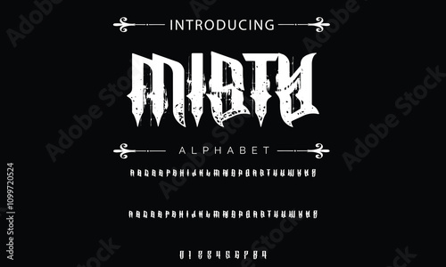 Trendy Old School tattoo vintage type font vector template. Traditional tattoo and rock style font. Tattoo Alphabet. Hipster style type font for tattoo studio and barbershop or pub design