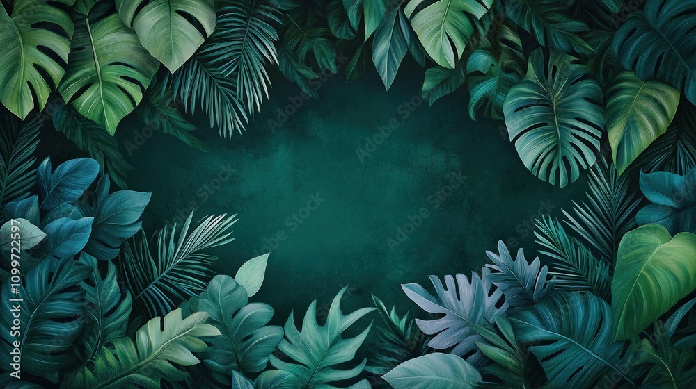 Fototapeta premium Lush Tropical Leaves Background for Advertising