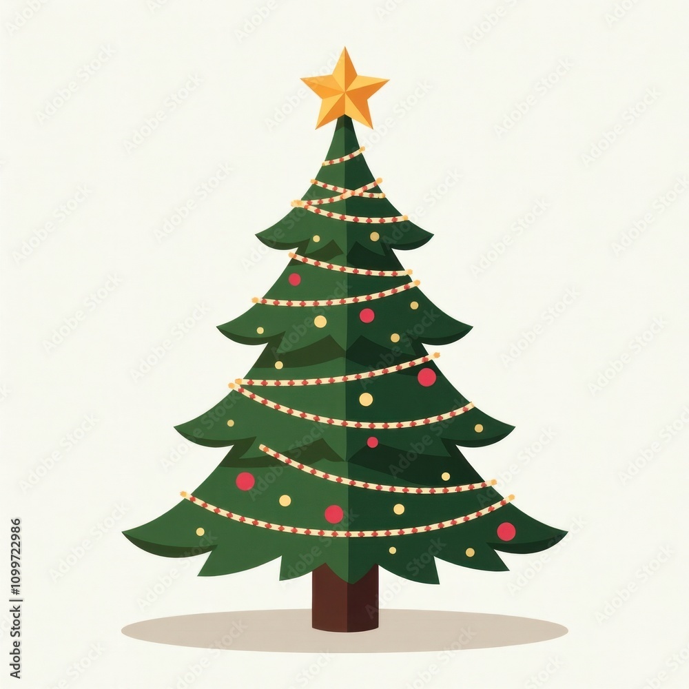 Fototapeta premium Christmas tree illustration isolated on white background