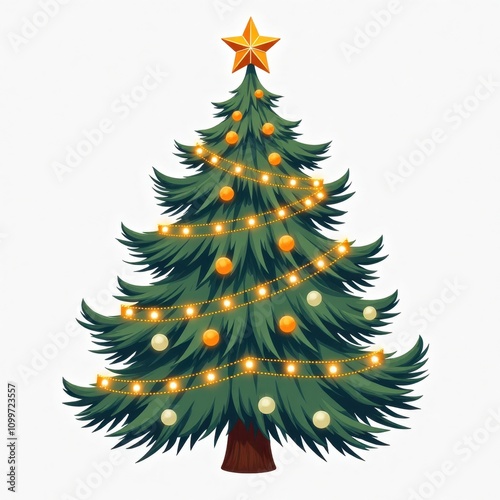 Christmas tree illustration isolated on white background