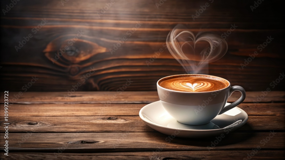 Obraz premium Minimalist Coffee Cup Illustration: Hot Drinks, Espresso, Latte Art, Mocha, Cappuccino, Breakfast Beverage