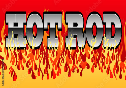 Hot rod logo feu flamme
