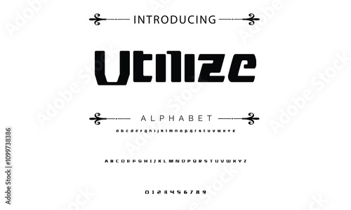 Technology science font, digital cyber alphabet made future space design, Latin lowercase letters A, B, C, D, E, F, G, H, I, J, K, L, M, N, O, P, Q, R, S, T, U, V, W, X, Y, Z and Arab numerals 0, 1, 2 photo