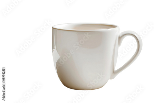 "Elegant White Ceramic Mug on a Transparent Background, Perfect for Coffee, Tea, or Promotional Branding Opportunities"