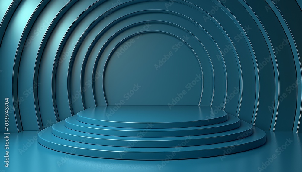 Obraz premium Abstract Teal Circular Steps Minimalist Design