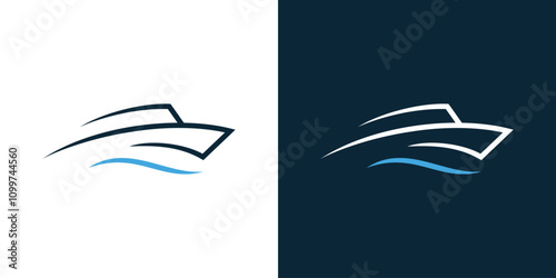 Simple boat logo line art, boat logo
