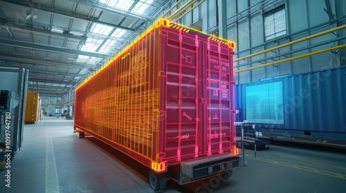 Thermal Imaging of Reefer Containers: Specialized Temperature Mapping in an Afternoon Warehouse Setting with Precision Calibration Equipment and Ultra-Detailed Diagnostic Focus.
