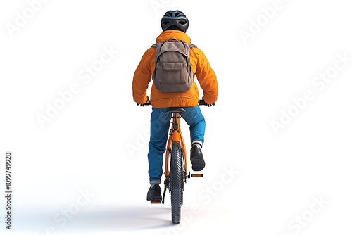 3D Back of a Cyclist Isolated on White, Cycling, Sports, Biker, Active, Outdoor, Fitness, Speed, Exercise, Bicycle, Health, Rider, Transparent Background, PNG, Isolated on Transparent photo