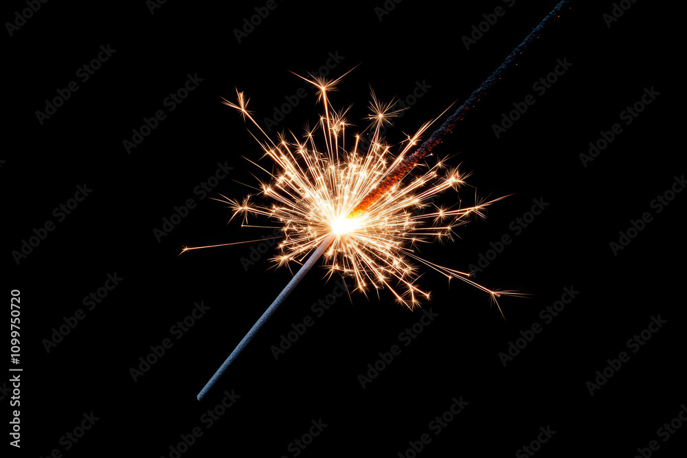 Obraz premium Lit sparkler with bright golden sparks