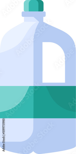 Vector plastic jug for oil, milk, or dairy in a flat style. Packaging of food supply, storage, and delivery symbol. The icon is suitable for web design, online shop, print, and social media posts. The