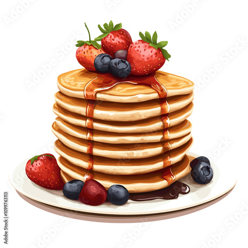 Stack of Pancakes with Syrup Illustration