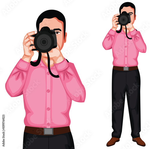 Indian Camera Man Cartoon Character Vector Illustration (Royalty Free)