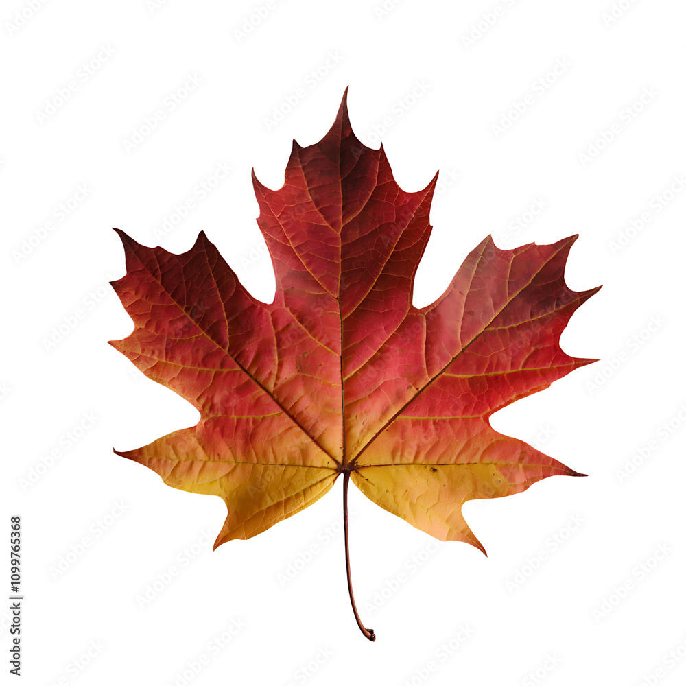 Fototapeta premium A maple autumn leaf illustration with on white background 