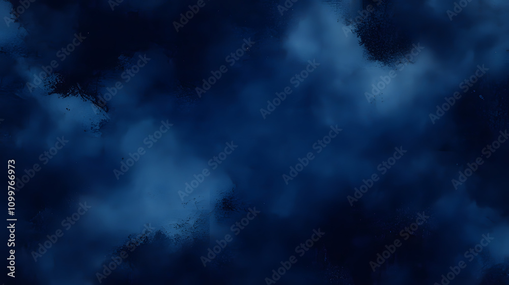 Fototapeta premium Black dark navy abstract pattern watercolor. Artistic background. Stain splash rough daub grain grunge. Water liquid fluid. Like a dramatic night sky with clouds. Space. Design. Template.