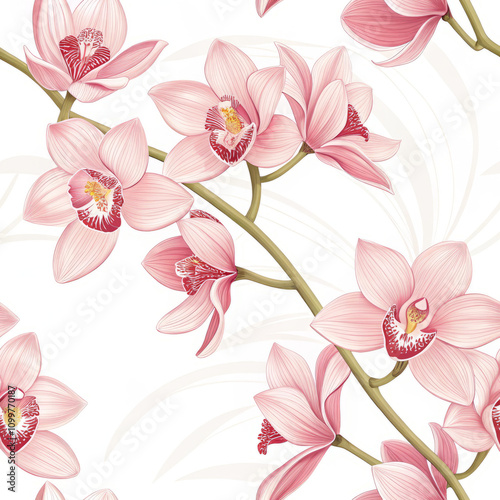 Pastel Grace: Cymbidium Orchid Pattern