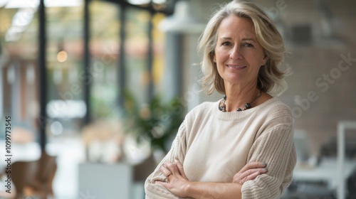 Portrait of a Confident Middle-Aged Woman in Modern Office Setting Free Download Portrait of a Confident Middle-Aged Woman in Modern Office Setting - GFXLoad