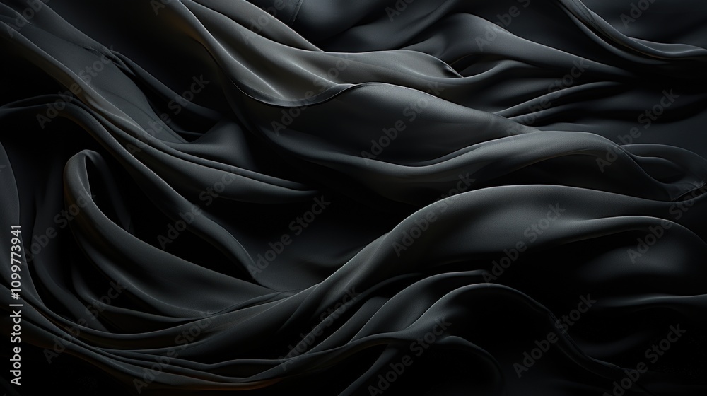 Obraz premium Abstract Black Fabric Flowing Textures
