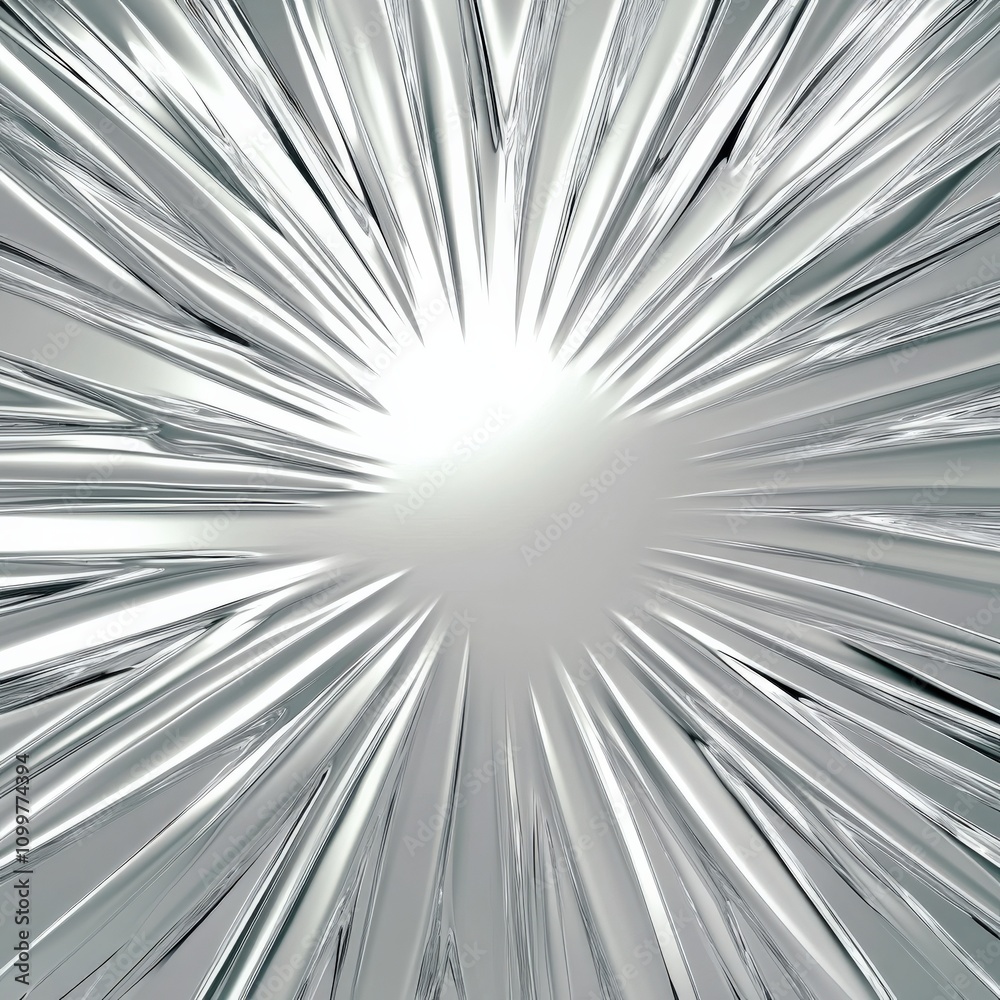 Obraz premium Silver Burst 3D Design with Abstract Graphic Elements and Bright Background
