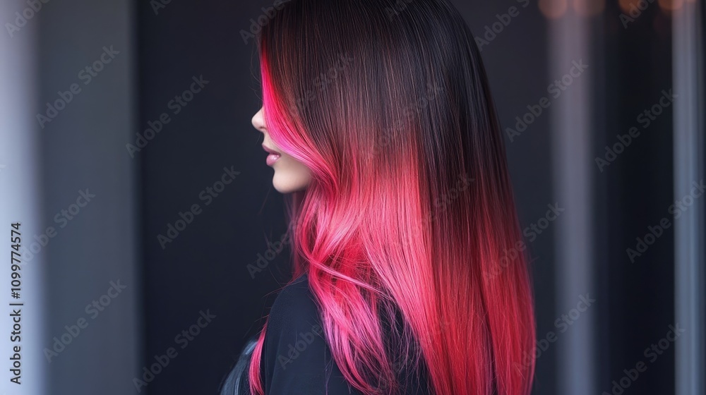 Fototapeta premium Stylish Ombre Hairstyle on Long Straight Locks