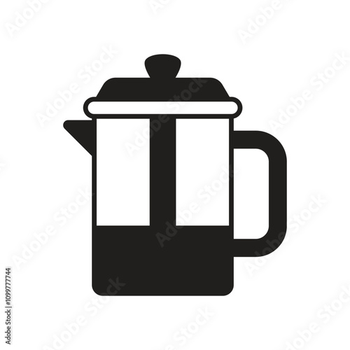 french press glyph icon with white background vector stock illustration