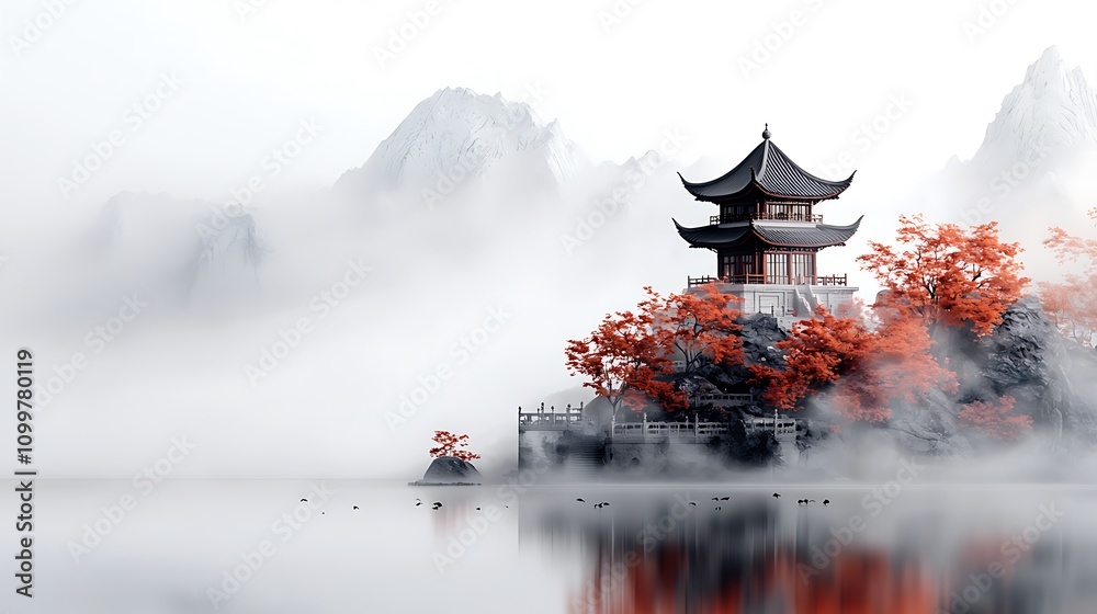 Obraz premium Design an e-commerce promotional poster for an event, with Chinese urban landscape elements as the background to create a lively atmosphere, social media promotion style, 3D rendering, high, 