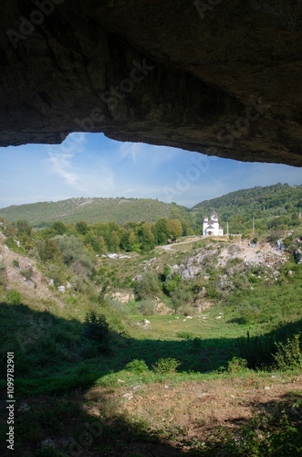 One of the world’s three largest natural bridges located near the Ponoarele, Mehedinti county, Romania photo