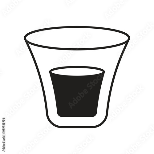 double shot glass glyph icon with white background vector stock illustration