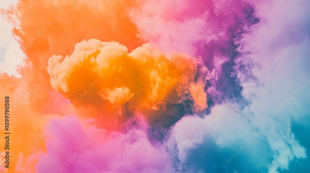 Fototapeta premium Vivid Colorful Smoke, Abstract Colorful Clouds, Vibrant Colorful Mist, Multicolor Dreamy Background