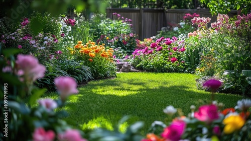 Wallpaper Mural Lush Garden Filled with Colorful Spring Flowers and Abundant Greenery Torontodigital.ca
