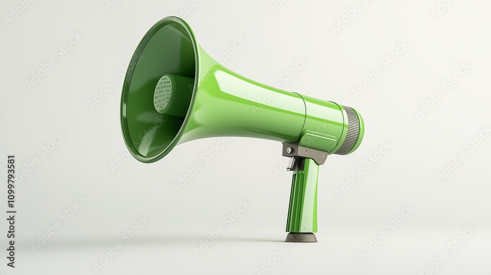 Bright Green Megaphone Symbolizing Communication and Engagement in Modern Society, Perfect for Marketing and Advertising Illustrations and Concepts Bright Green Megaphone Symbolizing Communication and Engagement in Modern Society, Perfect for Marketing and Advertising Illustrations and Concepts