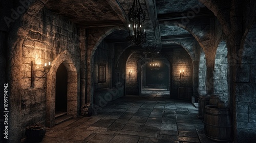 Dungeon inside a medieval castle representing themes of the Middle Ages and historical significance