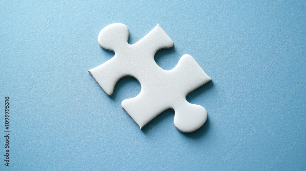 Obraz premium White puzzle with a missing piece showcasing a blue background beneath