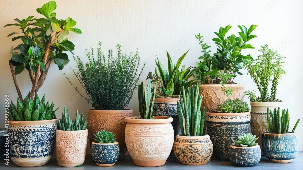 Fototapeta premium Bohemian style potted indoor plants