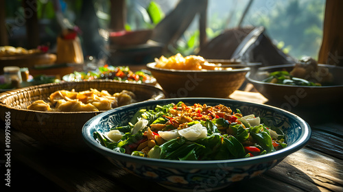 Exploring Myanmar's Culinary Heritage with Laphet Thoke - A Fermented Tea Leaf Salad with Vibrant Colors and Rich Textures photo