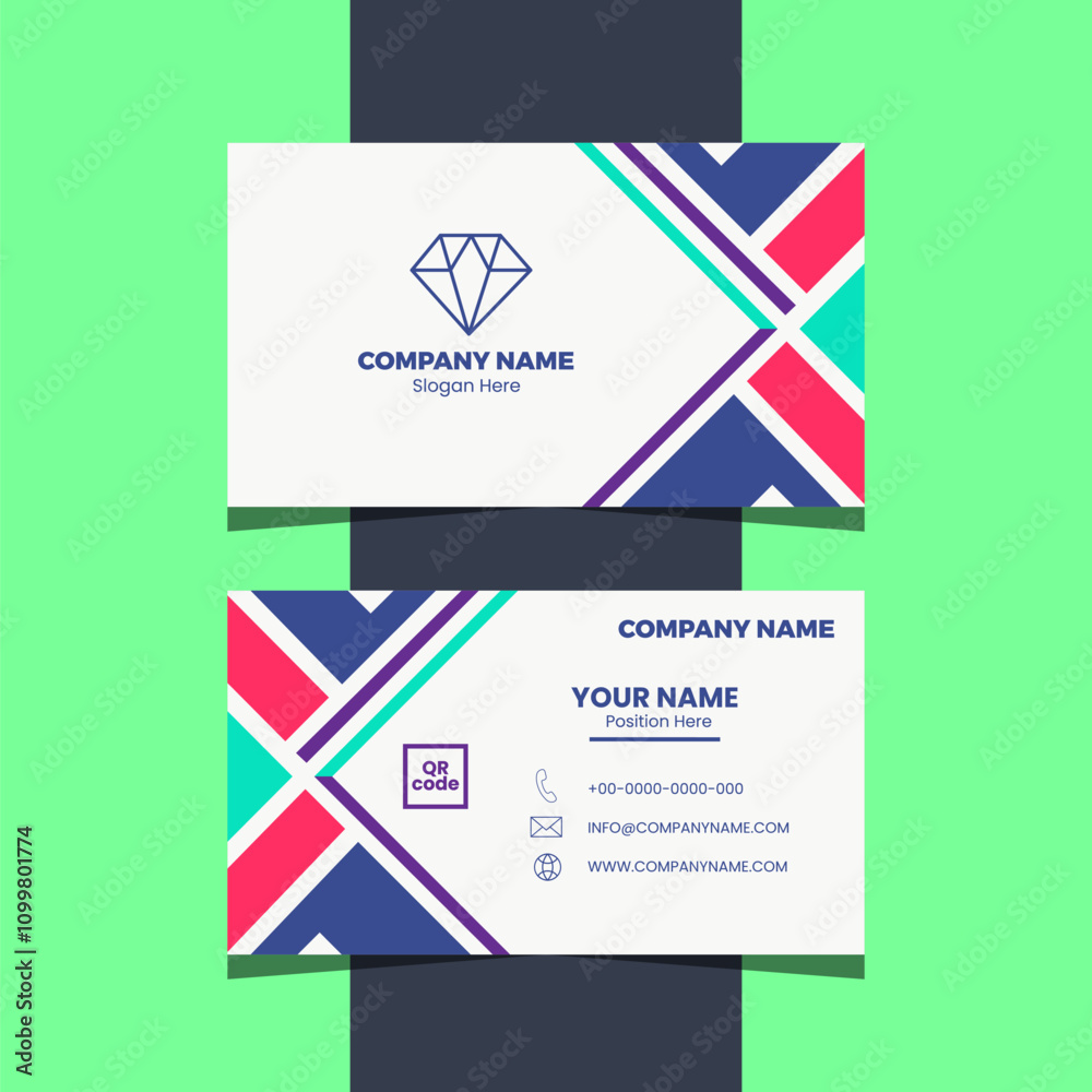Fototapeta premium Modern Business Card Template with Abstract Geometric Design