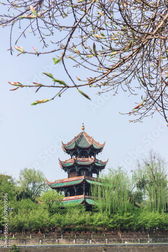 Spring scenery of Wangjianglou Park, Jinjiang District, Chengdu, China photo