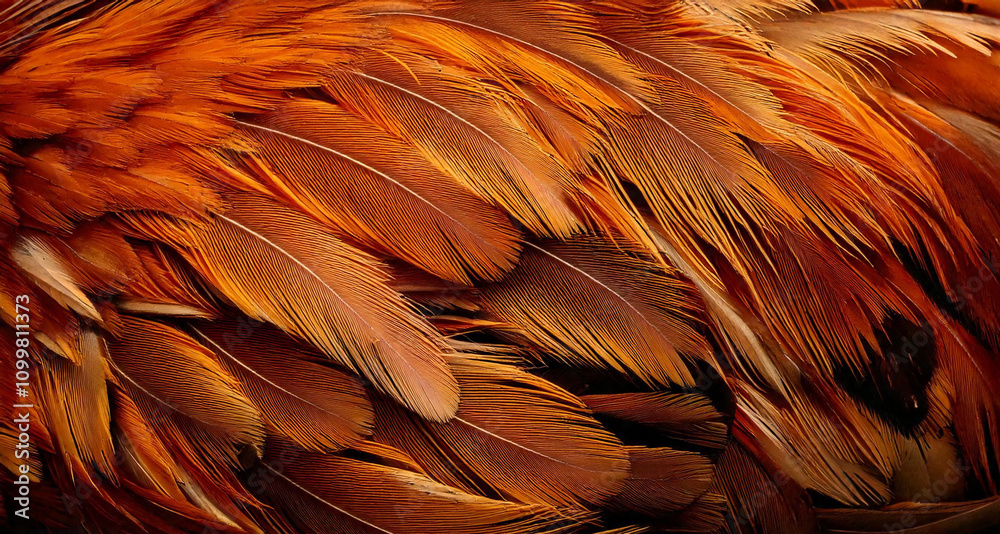 Obraz premium Close-up of the Chicken feathers pattern with a creative abstract texture, top down view.
