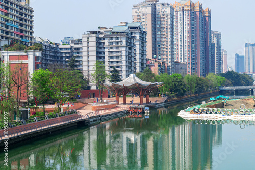 Funan River Music Plaza, Jinjiang District, Chengdu, Sichuan, China photo